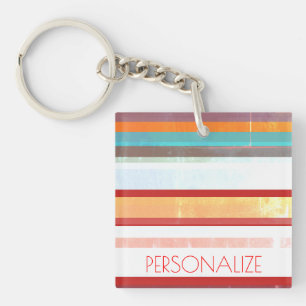 Personalized Stripes Keychain