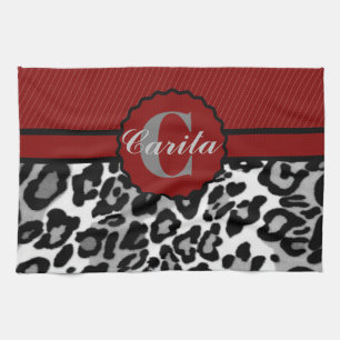 Personalized Stripes & Leopard Kitchen Towels