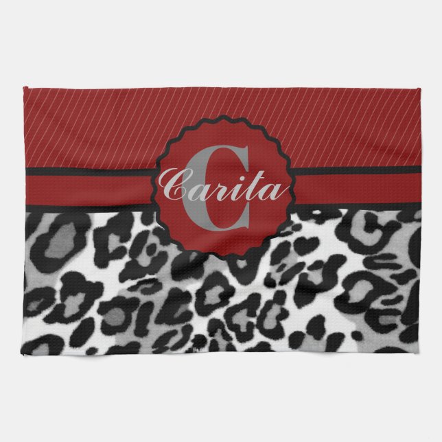 Personalized Stripes & Leopard Kitchen Towels (Horizontal)