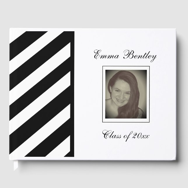 Personalized "Stripes" Photo Guest Book (Front)