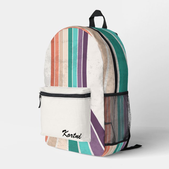 Personalized Stripes Printed Backpack (Back Corner Right)