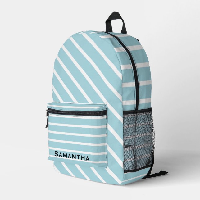 Personalized Stripes Printed Backpack (Back Corner Right)
