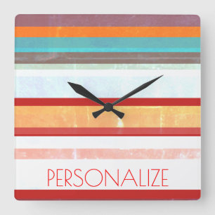 Personalized Stripes Square Wall Clock