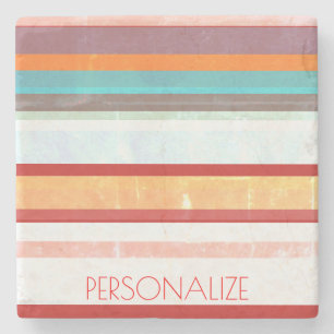 Personalized Stripes Stone Coaster