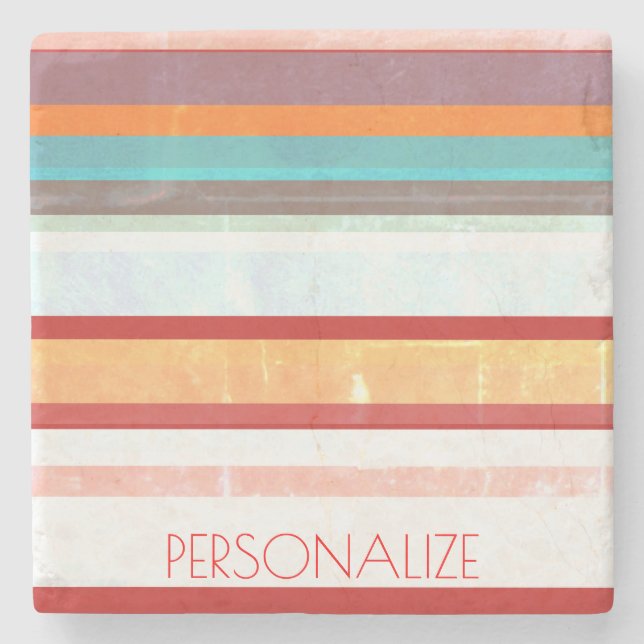 Personalized Stripes Stone Coaster (Front)