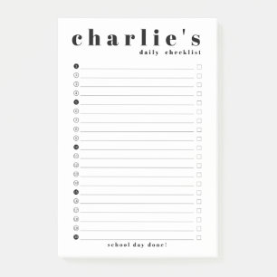 Personalized Student Checklist Post-it Notes