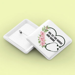 Personalized Student-Registered-Veteran Nurse Name 2 Inch Square Button