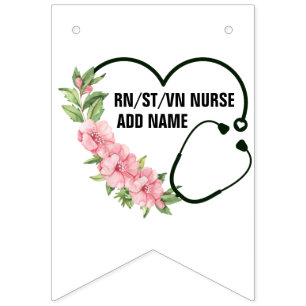 Personalized Student-Registered-Veteran Nurse Name Bunting Flags