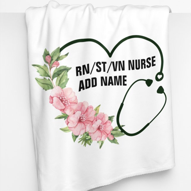 Personalized Student-Registered-Veteran Nurse Name Fleece Blanket (Creator Uploaded)