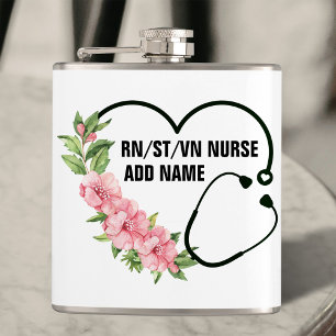 Personalized Student-Registered-Veteran Nurse Name Hip Flask