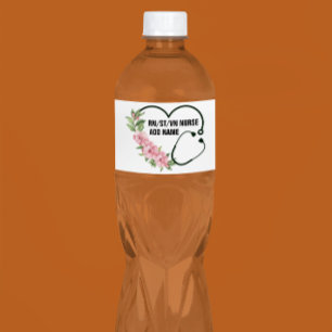 Personalized Student-Registered-Veteran Nurse Name Water Bottle Label