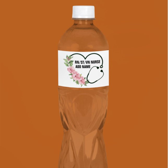 Personalized Student-Registered-Veteran Nurse Name Water Bottle Label (Creator Uploaded)