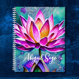 Personalized Stunning Pink Lotus Flower Portrait Planner