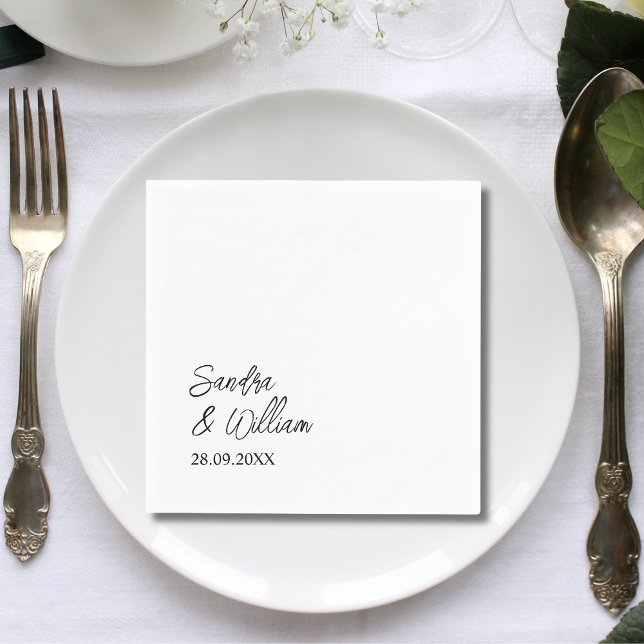 Personalized Stylish Calligraphy Flourish Wedding Napkin (Creator Uploaded)