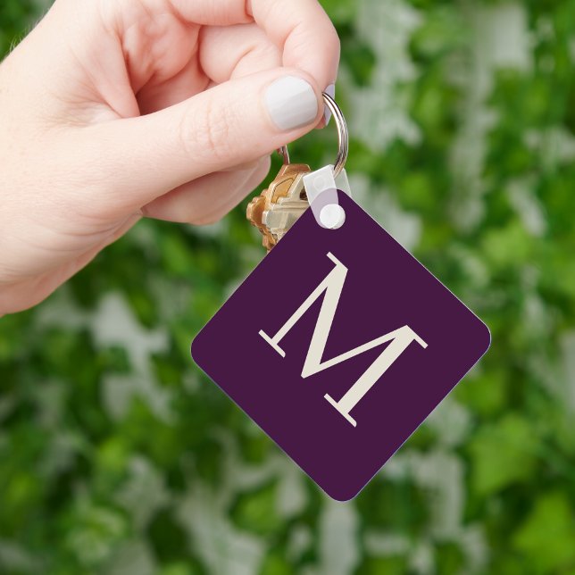 Personalized Stylish Dark Purpule Monogrammed  Keychain (Creator Uploaded)