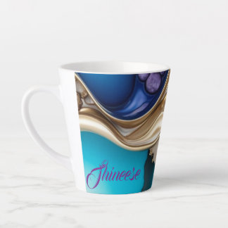 Personalized stylish in blue and gold latte mug
