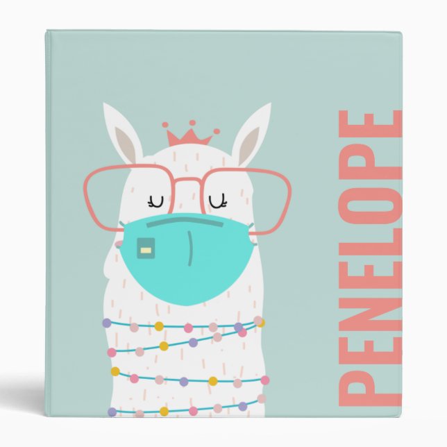 Personalized Stylish Llama Wearing a Mask Binder (Front)