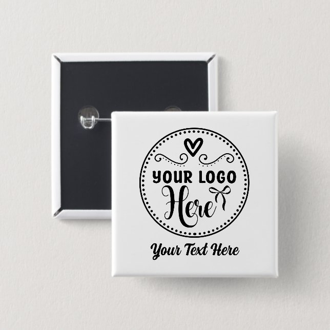 Personalized Stylish Logo Modern Custom Brand  2 Inch Square Button (Front & Back)