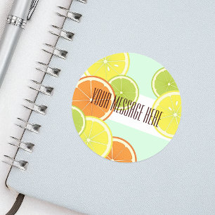 Personalized Stylish Modern Colourful Citrus Fruit Classic Round Sticker