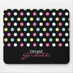 Personalized Stylish Modern Neon Polka Dots Mouse Pad