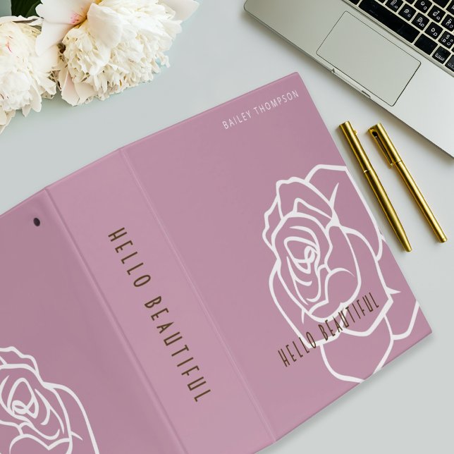 Personalized Stylish Modern Pink Rose Binder (Creator Uploaded)