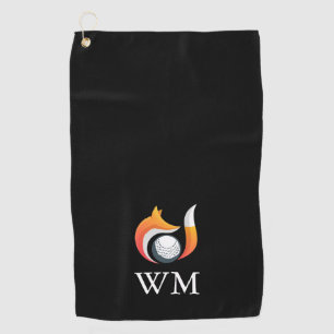 Personalized Stylish Monogram Fox And Ball Golf Towel
