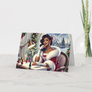 Personalized Stylish Mrs. Claus Getting Manicure  Holiday Card