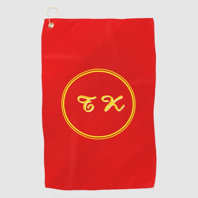 Personalized Stylish Red Golf Towel (Front)