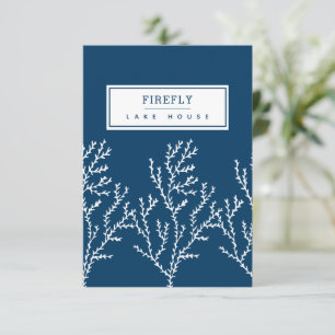 Personalized, Stylish Seaweed Pattern Teal Blue Thank You Card
