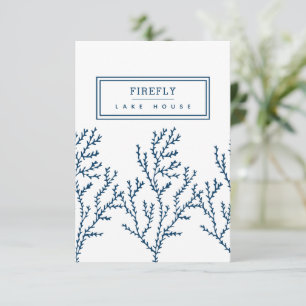 Personalized, Stylish Seaweed Pattern Teal Blue  Thank You Card
