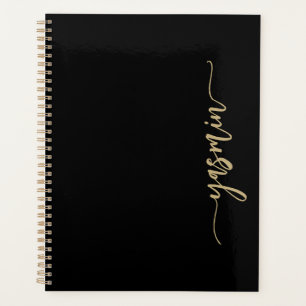 Personalized Stylish Signature Black Gold Planner