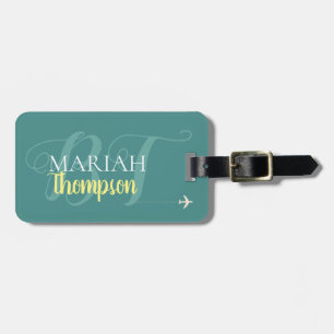 personalized & stylish teal colour luggage tag