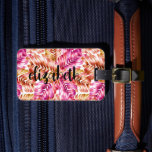 Personalized Stylish Tropical Palm Luggage Tag<br><div class="desc">A stylish luggage tag features a pattern of tropical palm tree fronds in hot pink and orange and your first name in chic lettering on the front and your address information printed on the back OR choose the style you can insert your business card on the back. Create for yourself...</div>