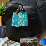 Personalized Stylish Tropical Palm Luggage Tag<br><div class="desc">A turquoise,  green and white tropical palm tree frond design,  this luggage tag is personalized with your first name in a chic handwritten script on the front and your details on the back. The perfect personal gift or accessory for any occasion! MATCHING suitcase and more in our travel collection.</div>