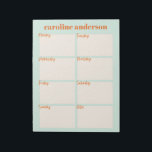 Personalized Stylish Weekly Planner in Aqua Mint  Notepad<br><div class="desc">Organize your week with this cute and modern weekly planner in pastel aqua mint,  personalized with your name.</div>