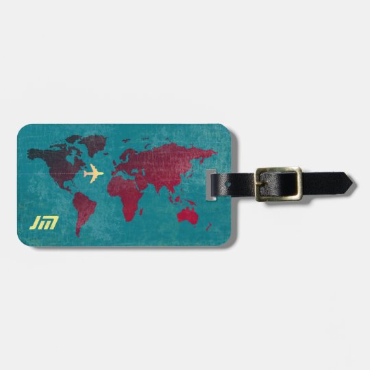 personalized & stylish, world map air travel luggage tag