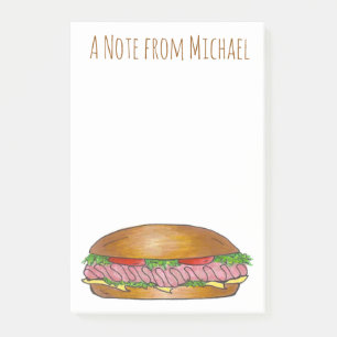 Personalized Sub Submarine Sandwich Hoagie Post It Post-it Notes