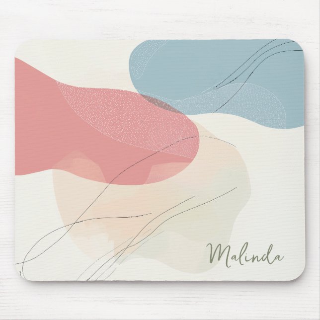 Personalized Subtle Earthy Tone Fluid Art Mouse Pad (Front)