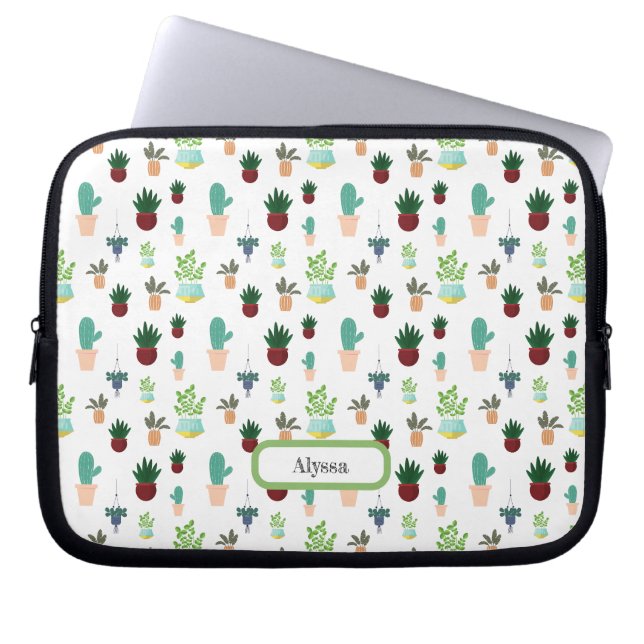 Personalized Succulent Cacti laptop sleeve (Front)