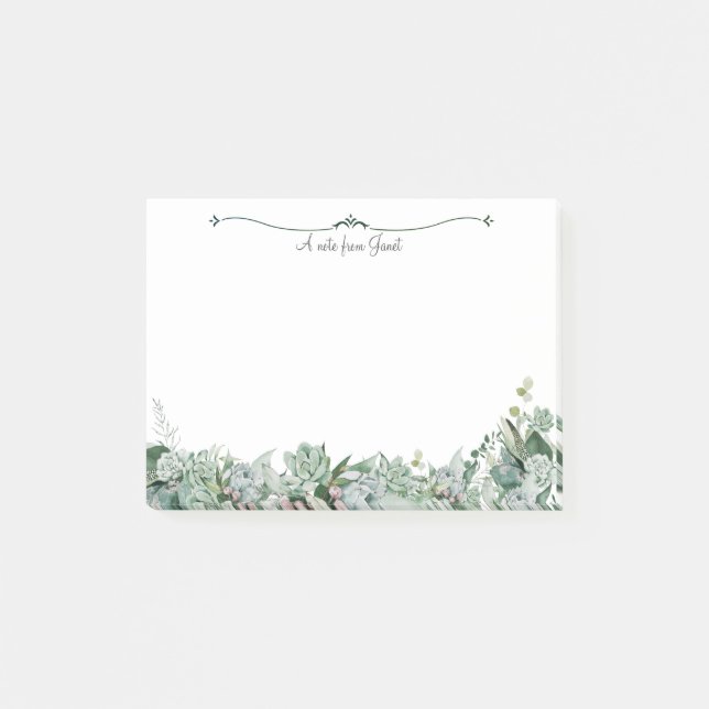 Personalized Succulent Post-It Notes (Front)