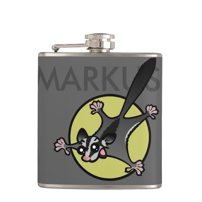 PERSONALIZED SUGAR GLIDER VINYL WRAPPED FLASK (Front)