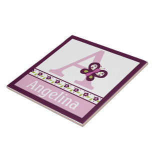Personalized Sugar Plum Butterfly Letter Name Tile