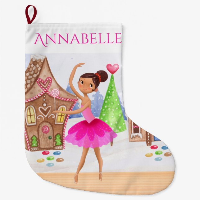 Personalized Sugar Plum Fairy Ballet Nutcracker Large Christmas Stocking (Front)