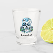 Personalized Sugar Skull Shot Glass