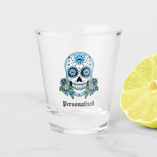 Personalized Sugar Skull Shot Glass (Front)