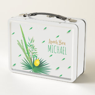 Personalized Sukkot Lulav and Etrog Four Species Metal Lunch Box
