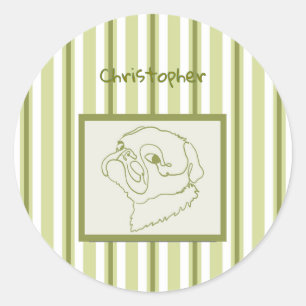 Personalized Summer Bath Pug Line Art Classic Round Sticker