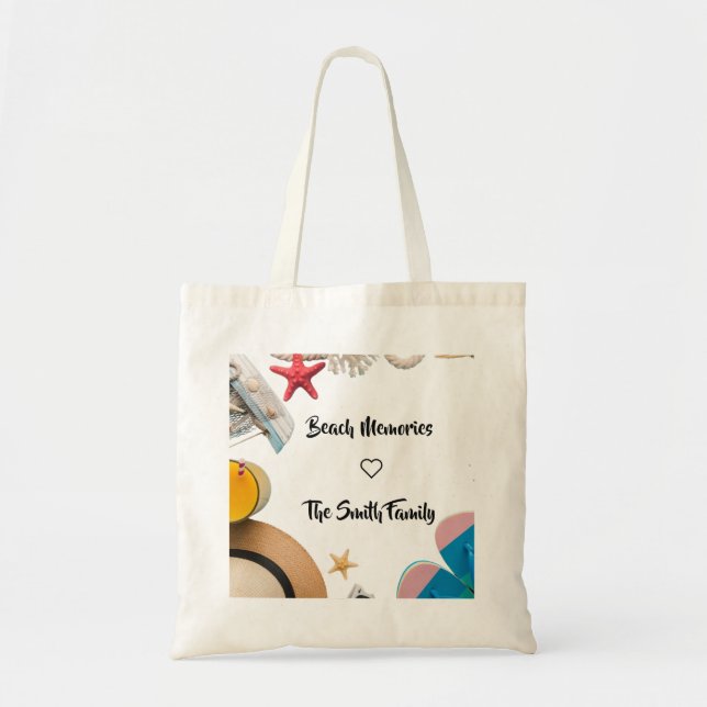 Personalized Summer Beach Frame Template Tote Bag (Front)