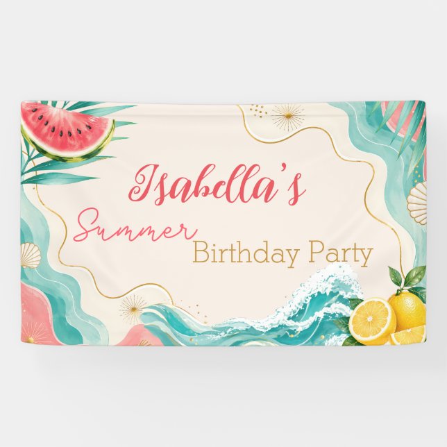 Personalized Summer Birthday Party Banner (Horizontal)