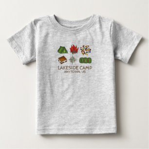 Personalized Summer Camp Camping Tent Campfire Baby T-Shirt